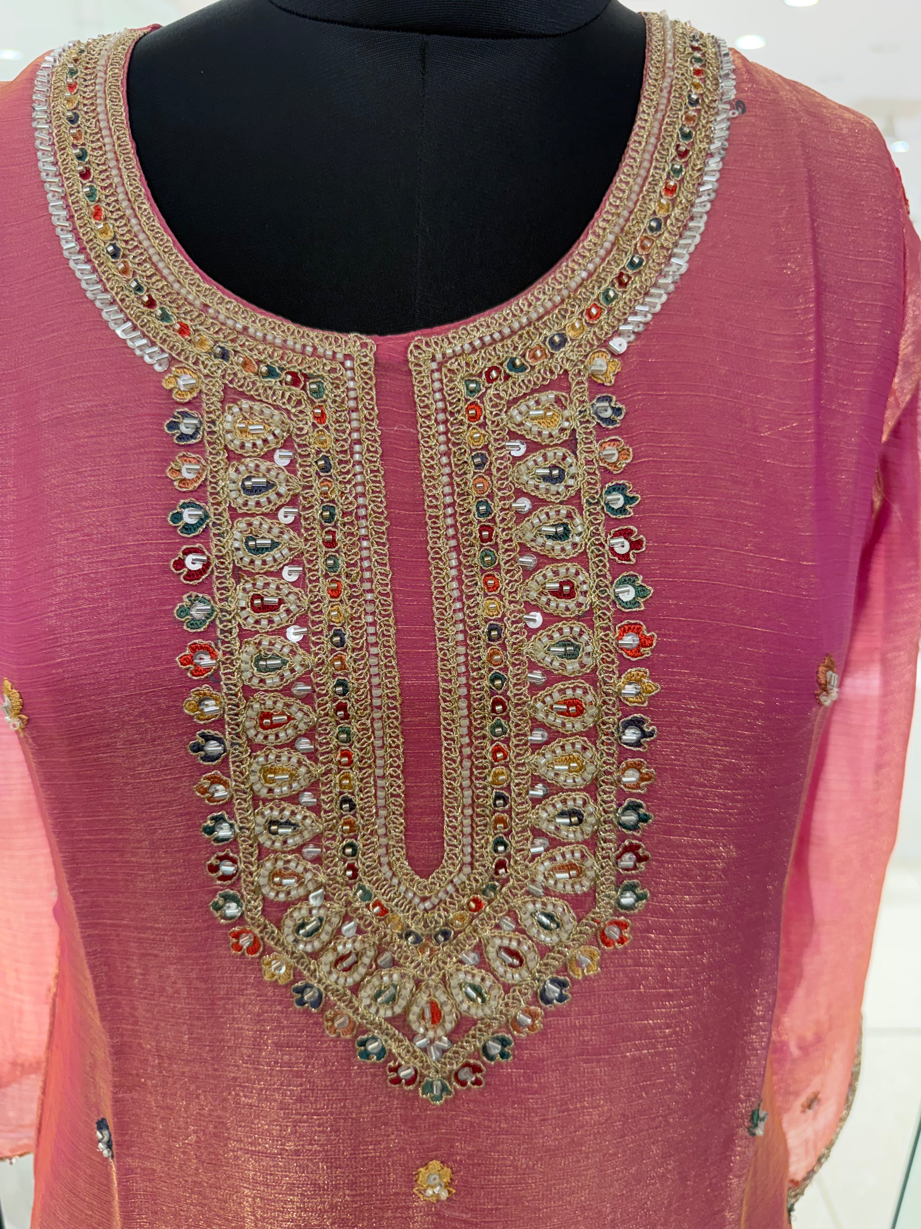 The Amara Floral Embroidered Suit Set - Pink