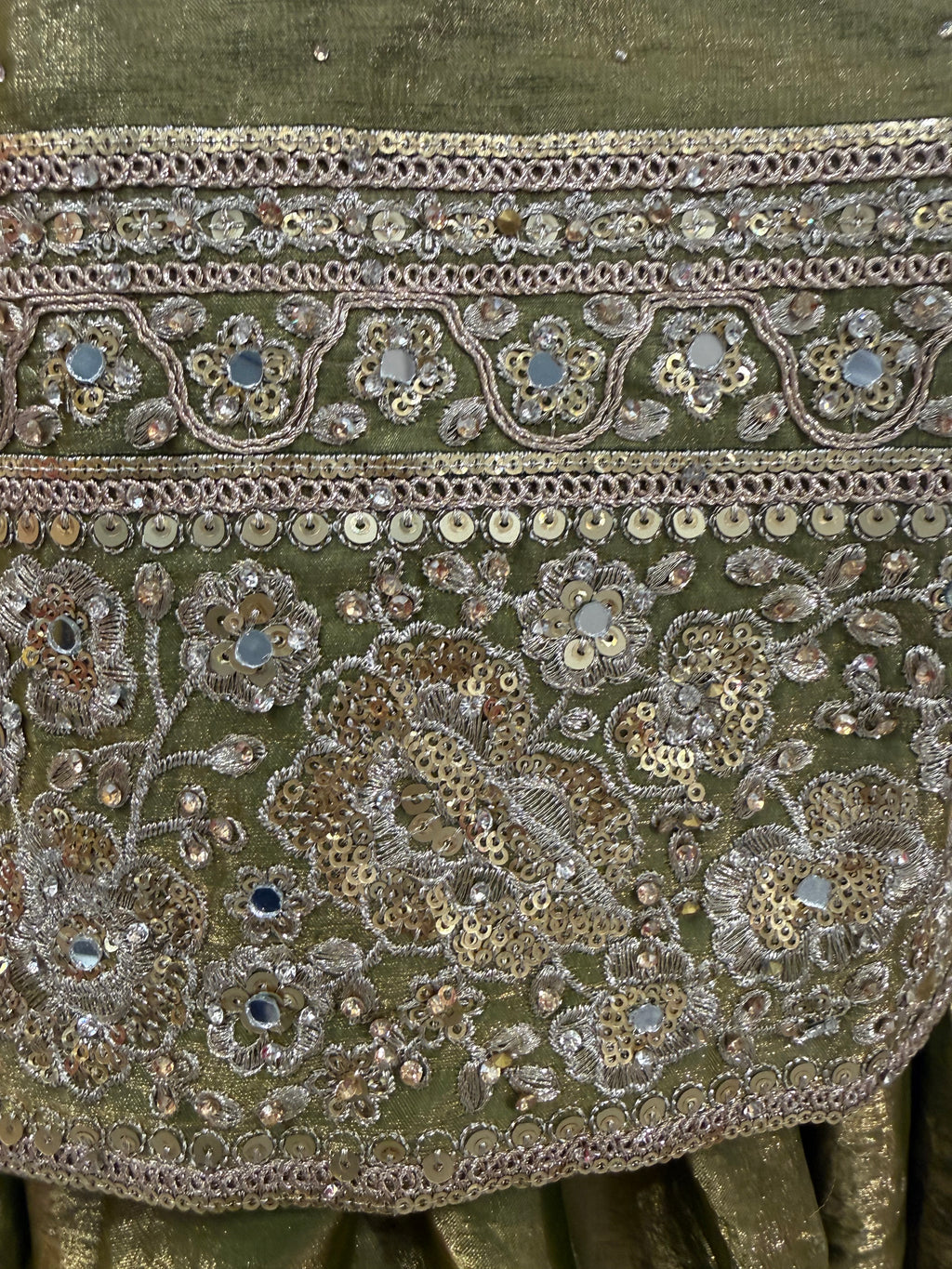 Luxurious Mehendi Green True Tone Silk Patiala Suit