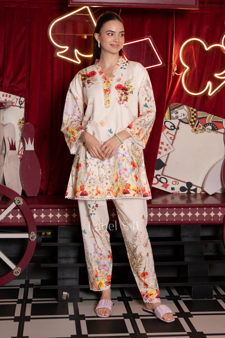 Cream Printed Co-ord Set