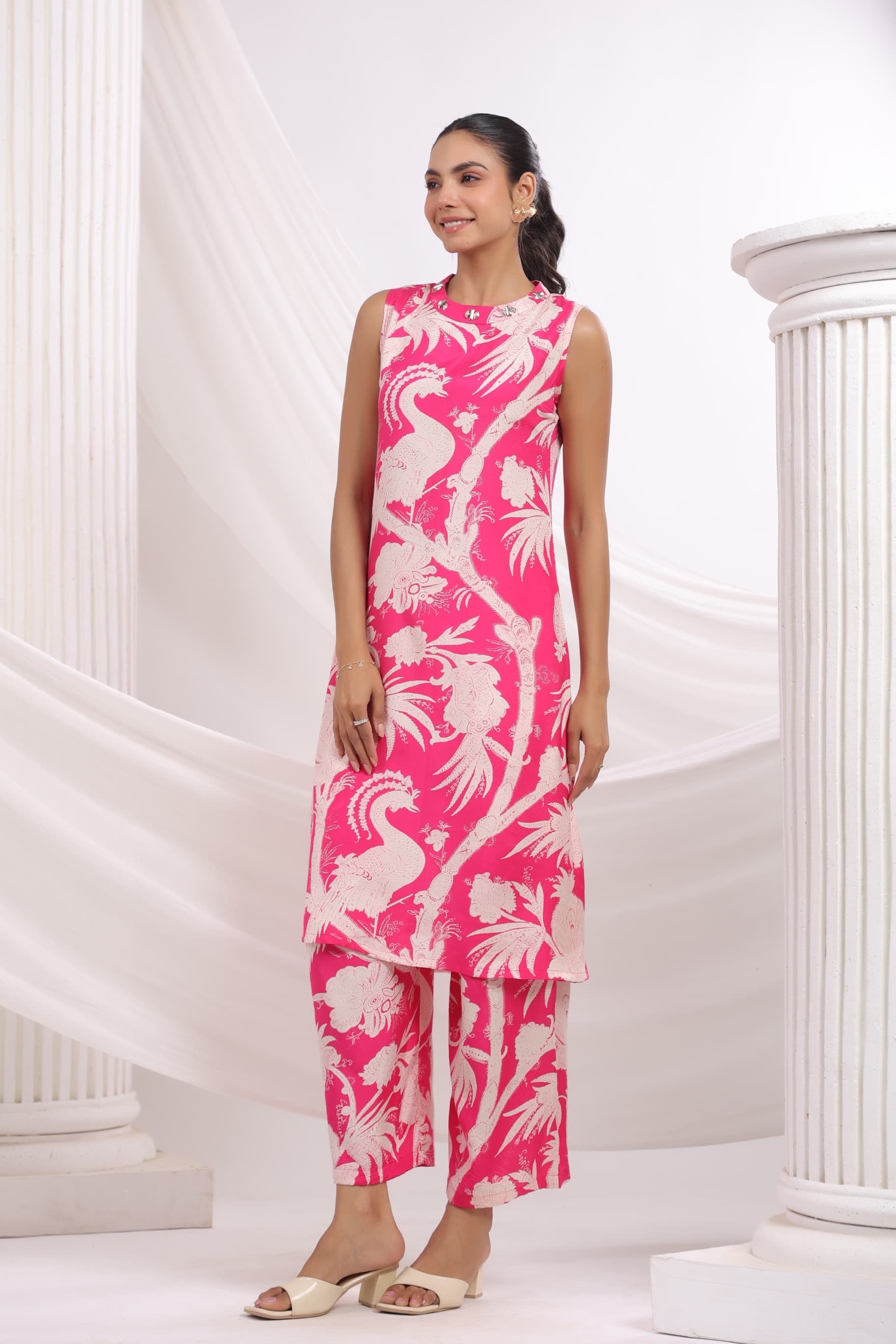 Pink Round Neck Co-ord Set