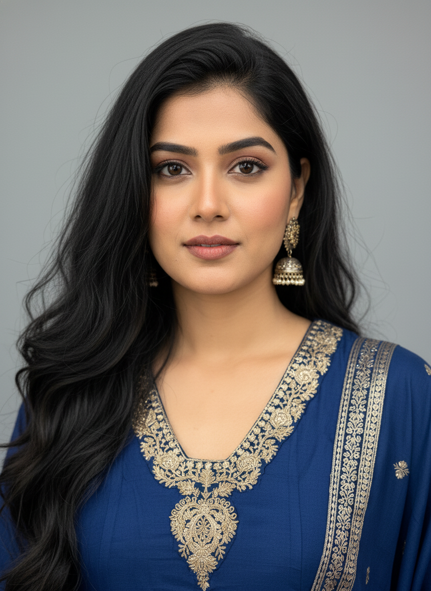 Royal Blue Silk Anarkali Suit