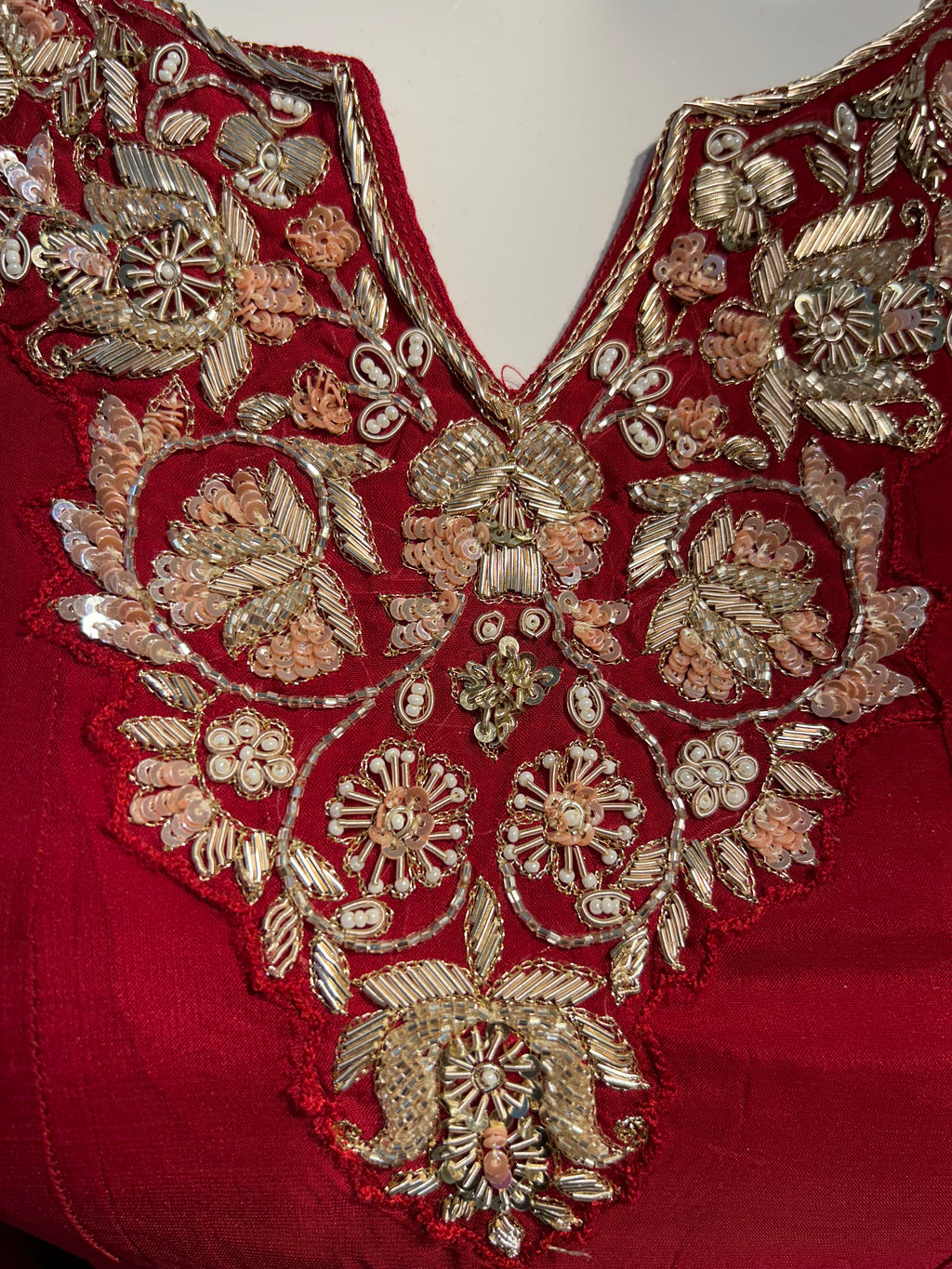 Maroon Pure Suit With Zardosi Work