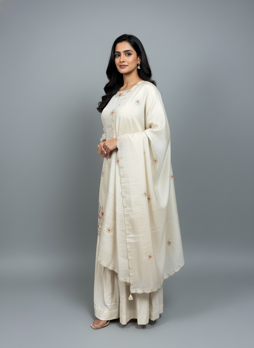 The Sangeet" — Ivory Embroidered Sharara Set