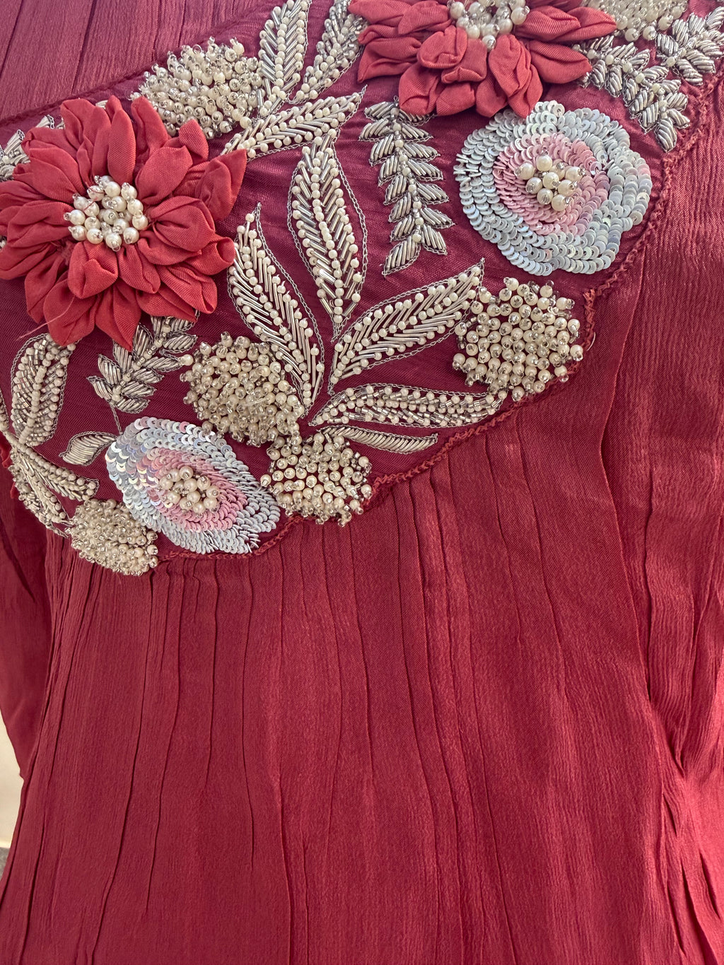 Pure Georgette Kurta with Floral Embroidery and Sharara Set