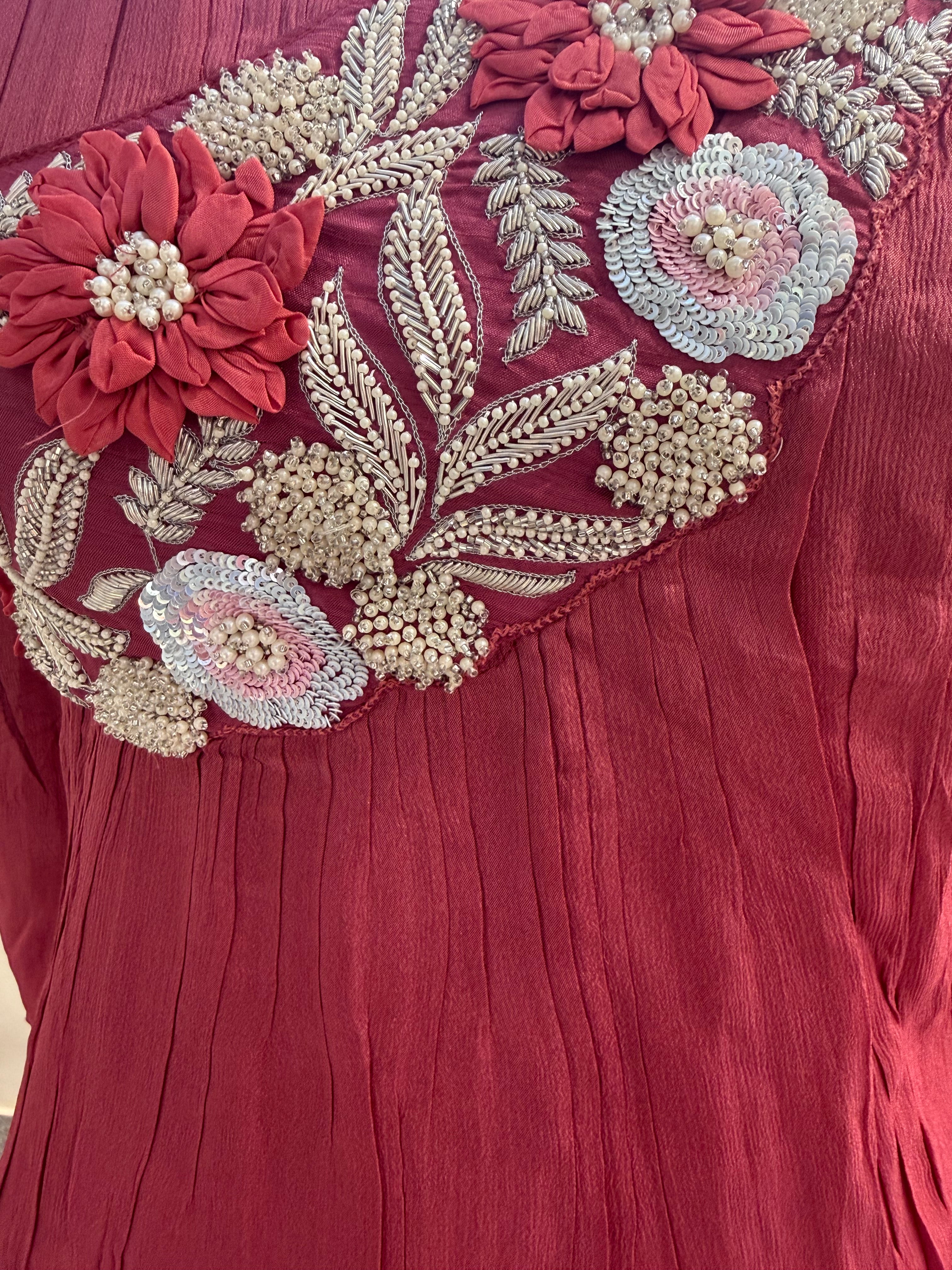 Pure Georgette Kurta with Floral Embroidery and Sharara Set