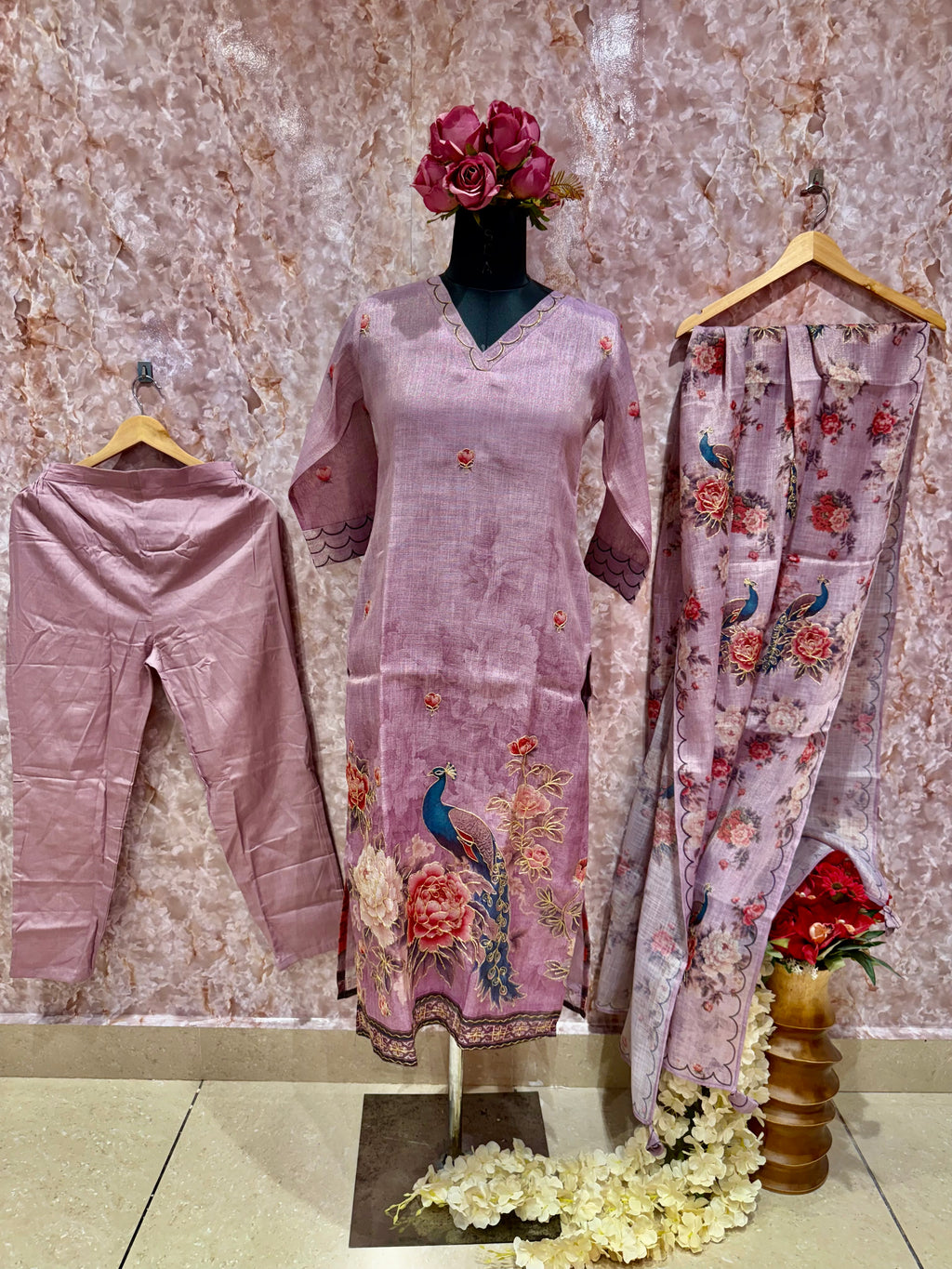 Pure Chanderi Purple Suit