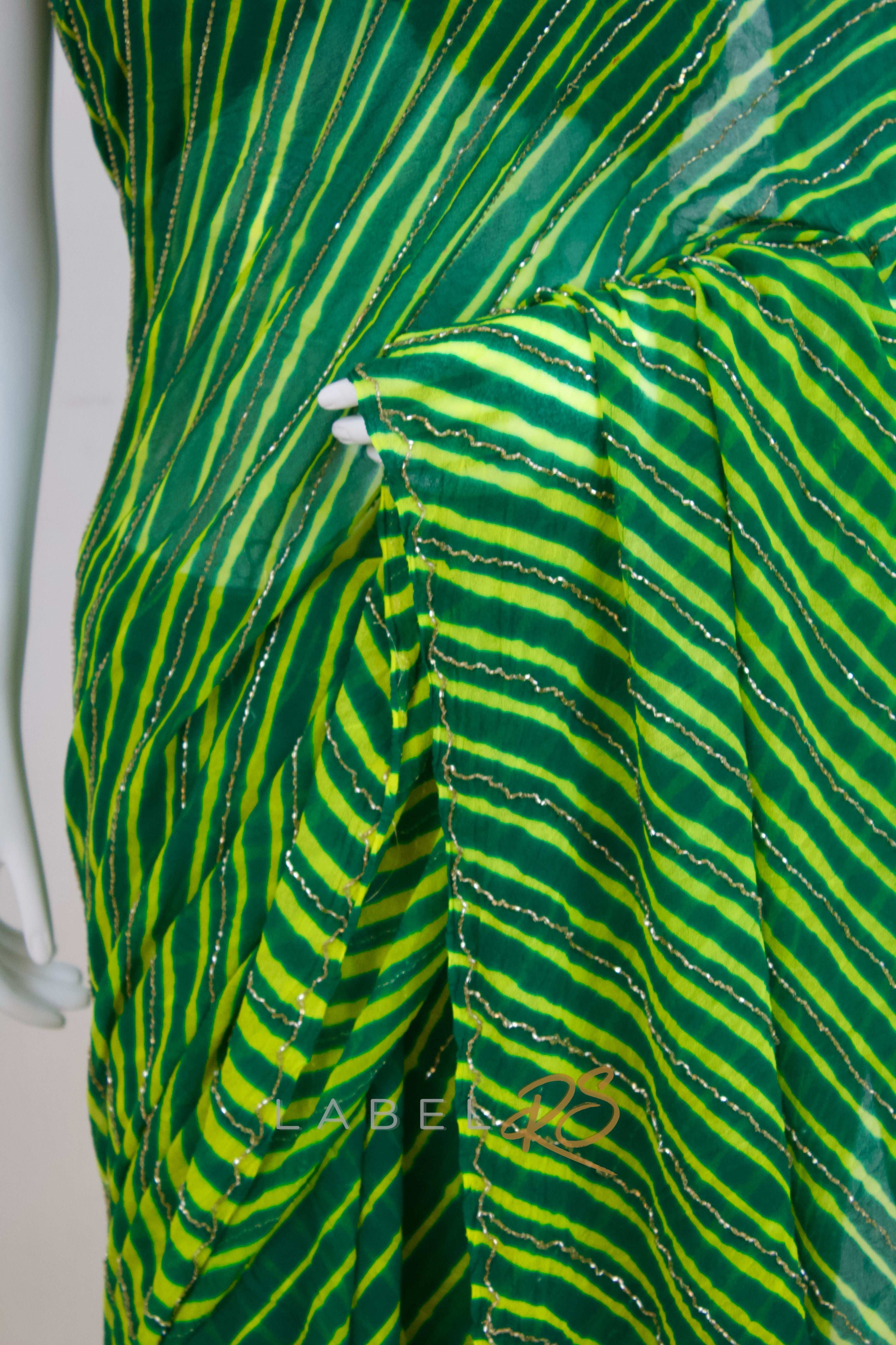 Pure Leheriya Saree With Cut Dana Work