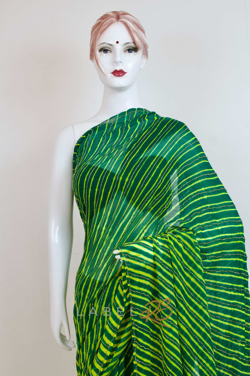 Pure Leheriya Saree With Cut Dana Work