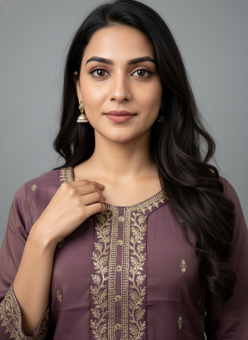 Exclusive Mauve Silk Kurta Set