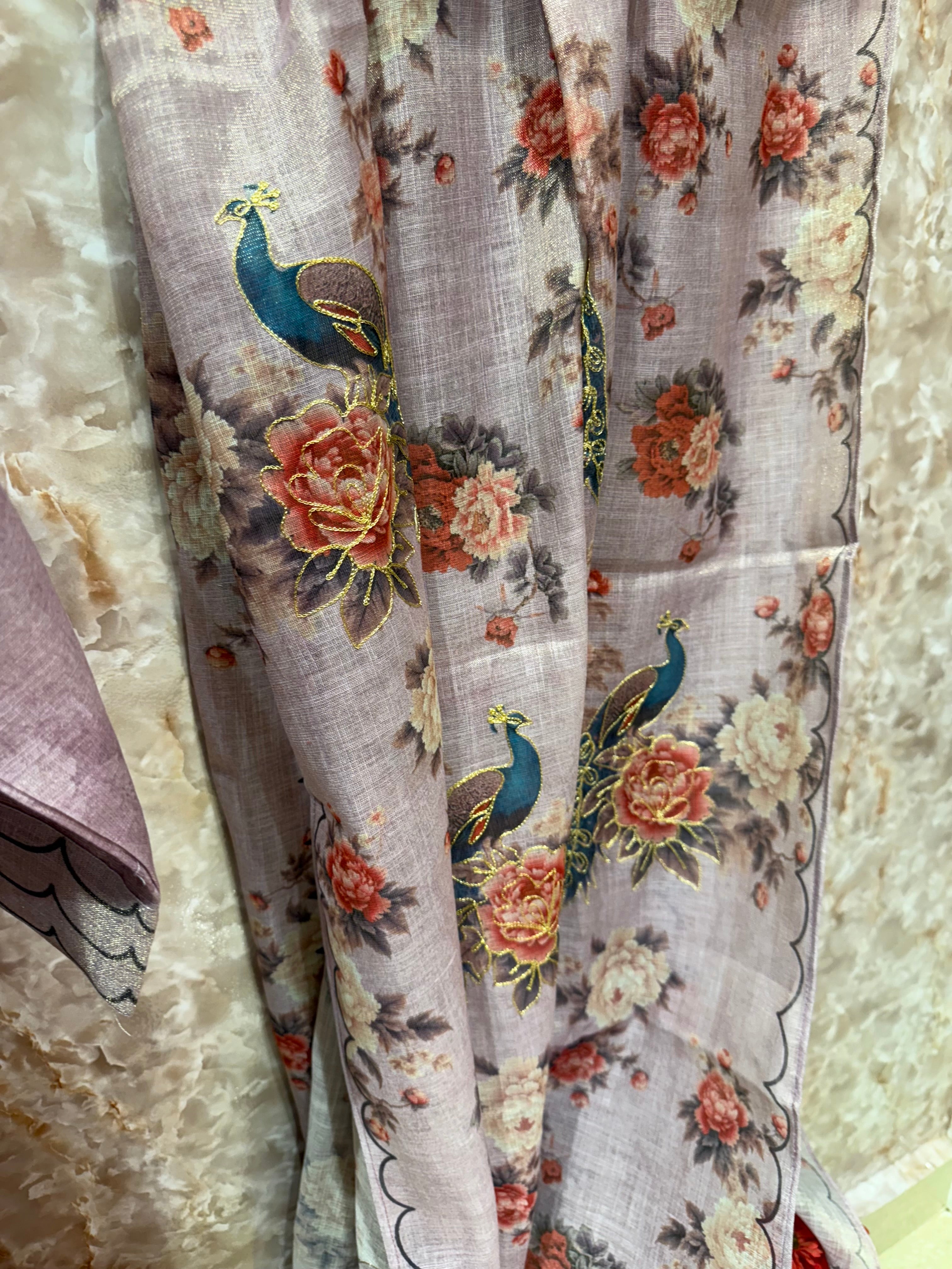 Pure Chanderi Purple Suit