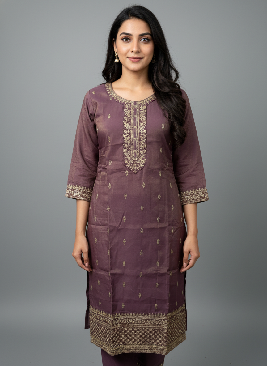 Exclusive Mauve Silk Kurta Set