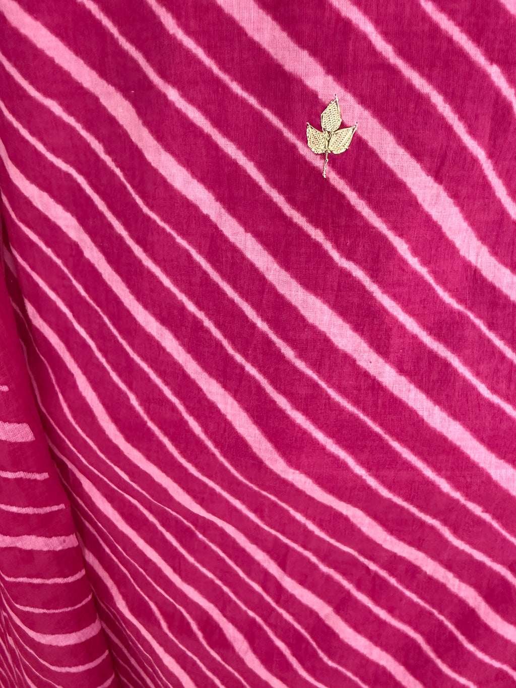 Rani Pink Leheriya Print Cotton Kurta Set for Women – Straight Suit with Bandhani Dupatta