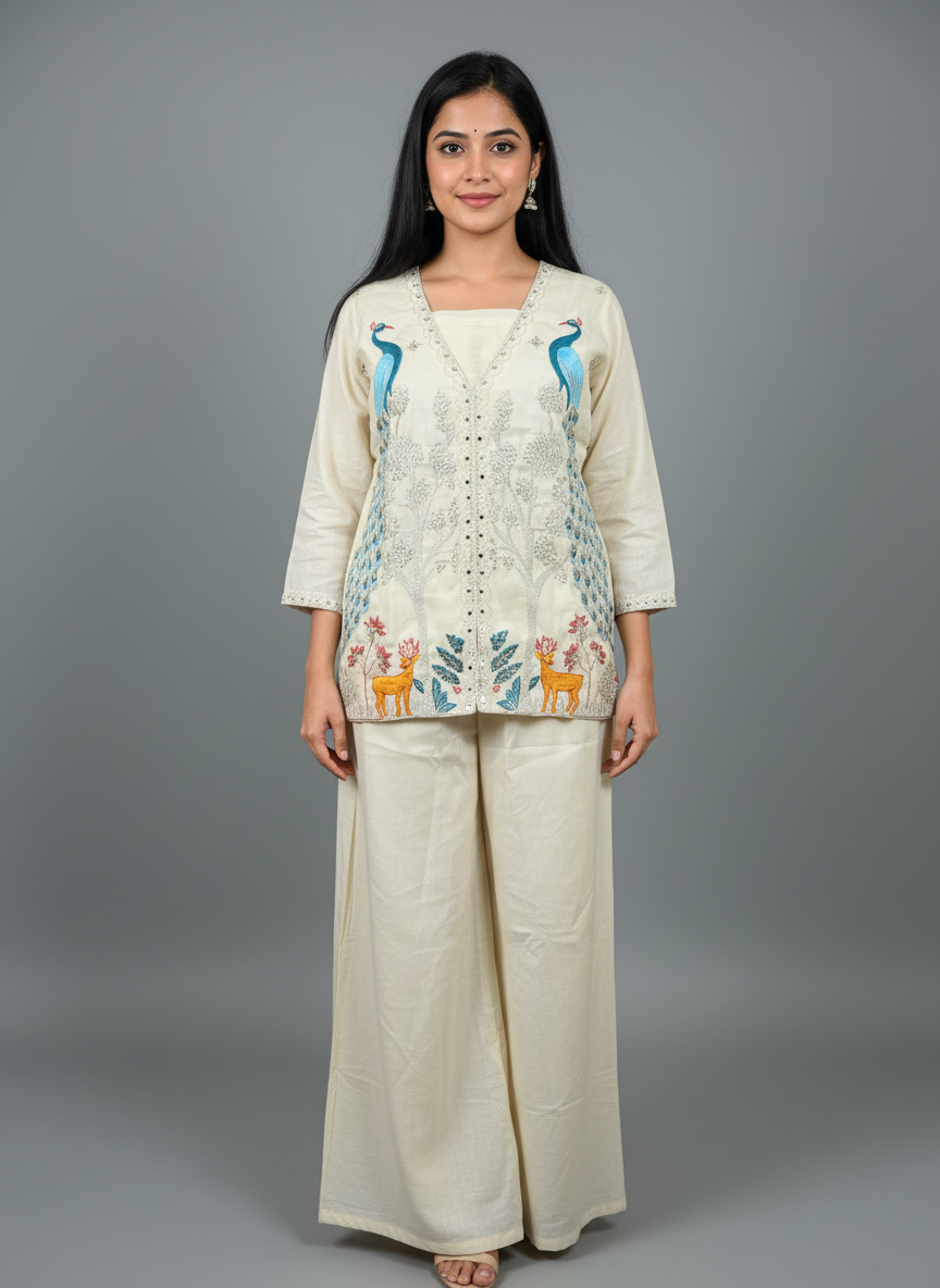 Ivory Silk "Nature’s Whimsy" Fusion Co-ord Set