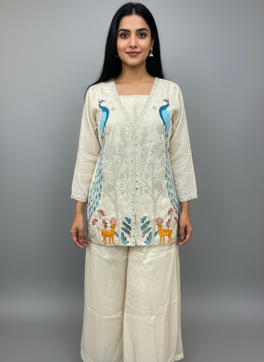 Ivory Silk "Nature’s Whimsy" Fusion Co-ord Set