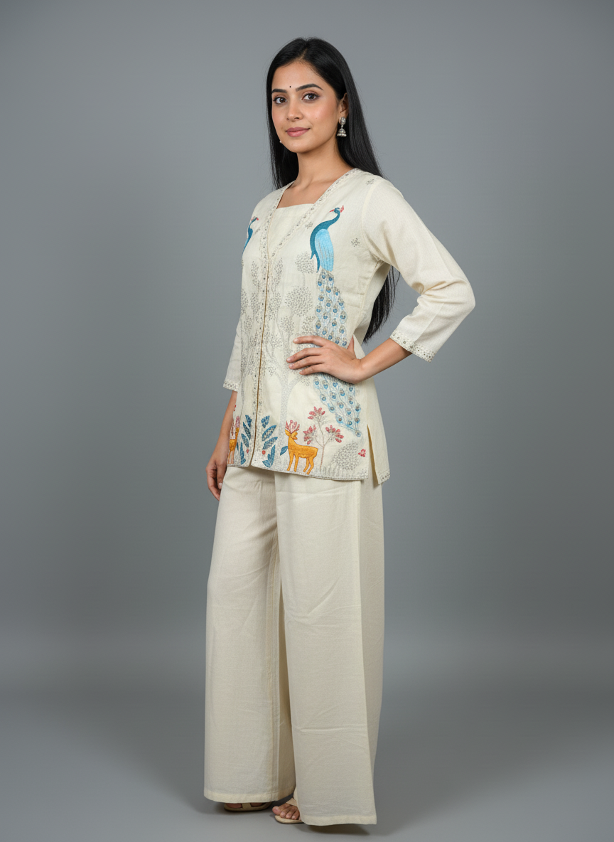 Ivory Silk "Nature’s Whimsy" Fusion Co-ord Set
