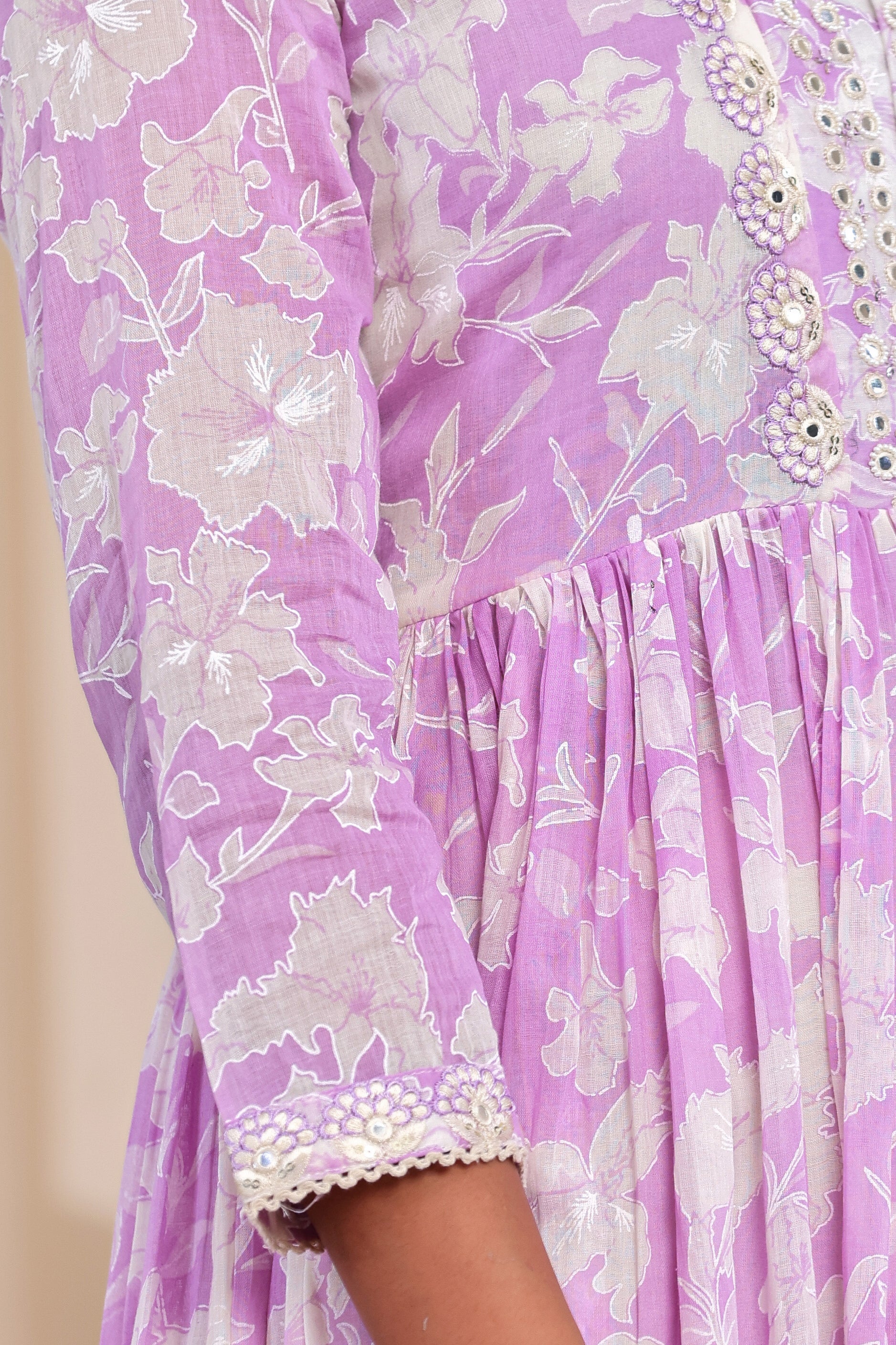 Anarkali Onion Pink Cotton Suit