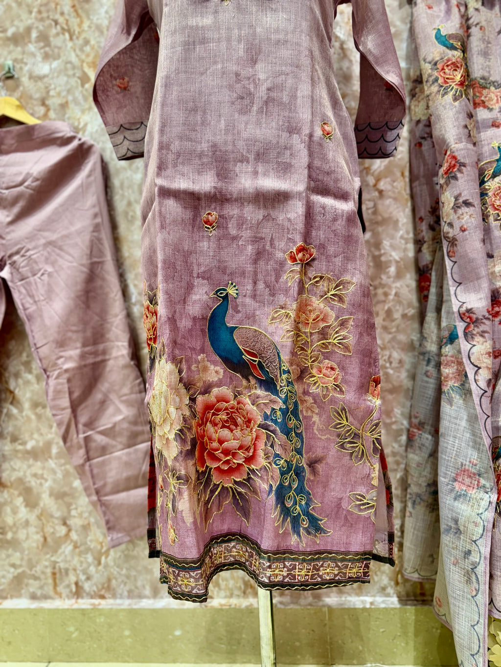 Pure Chanderi Purple Suit