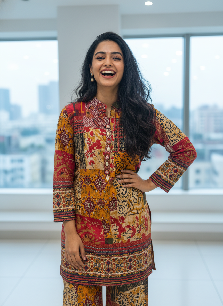 Vintage Ajrakh Patchwork Co-Ord Set – Cotton Two-Piece
