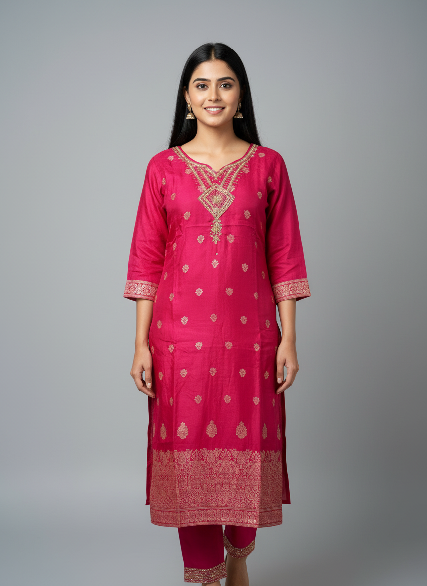 Majestic Rani Silk Banarasi-Style Suit Set