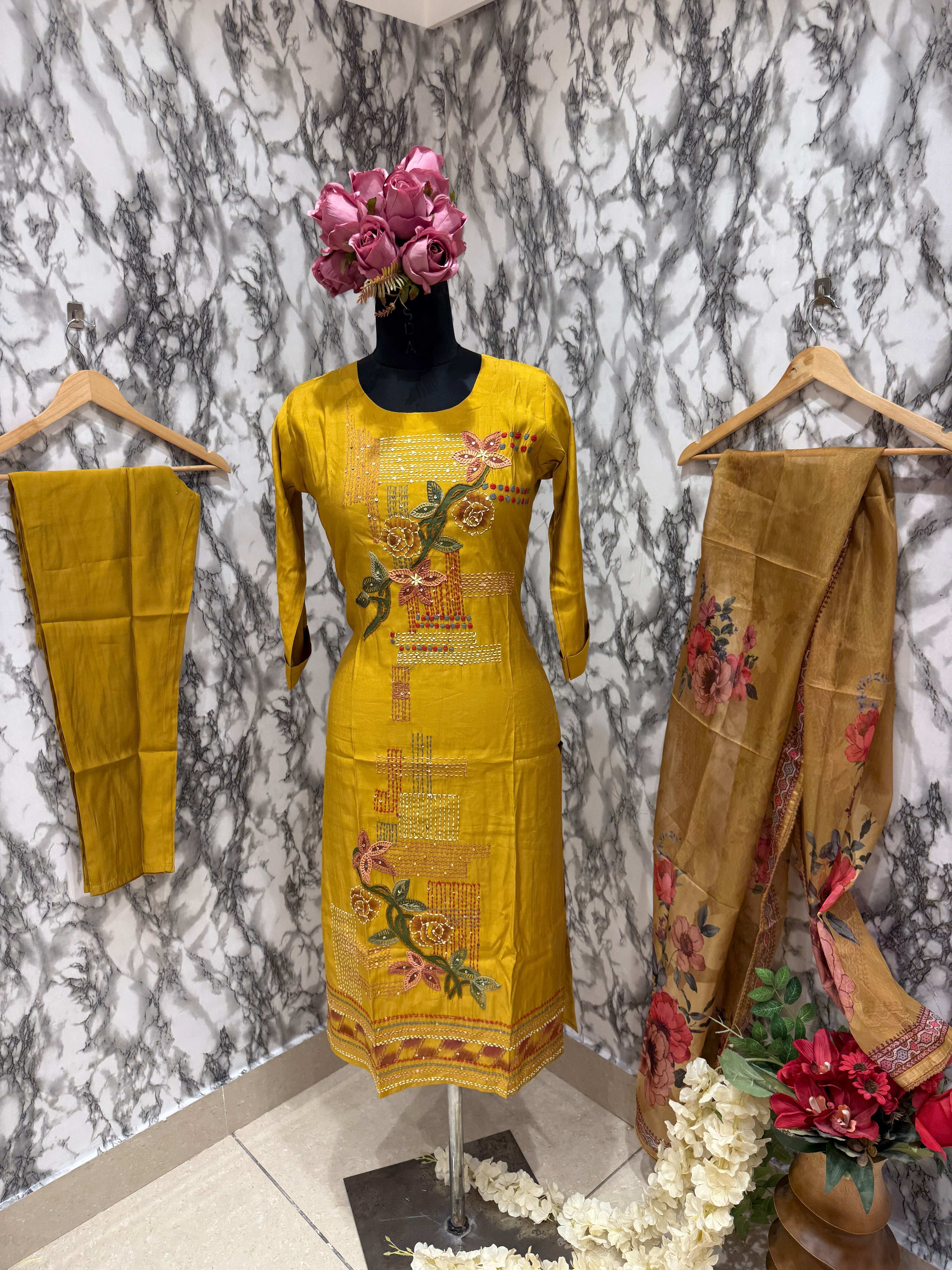 Mustard ThreadWork Suit