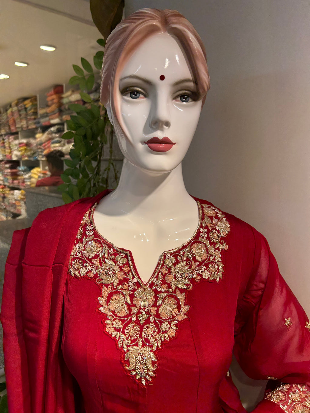 Maroon Pure Suit With Zardosi Work