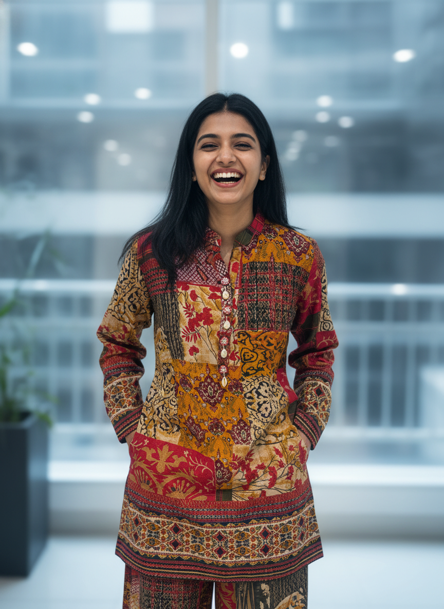 Vintage Ajrakh Patchwork Co-Ord Set – Cotton Two-Piece