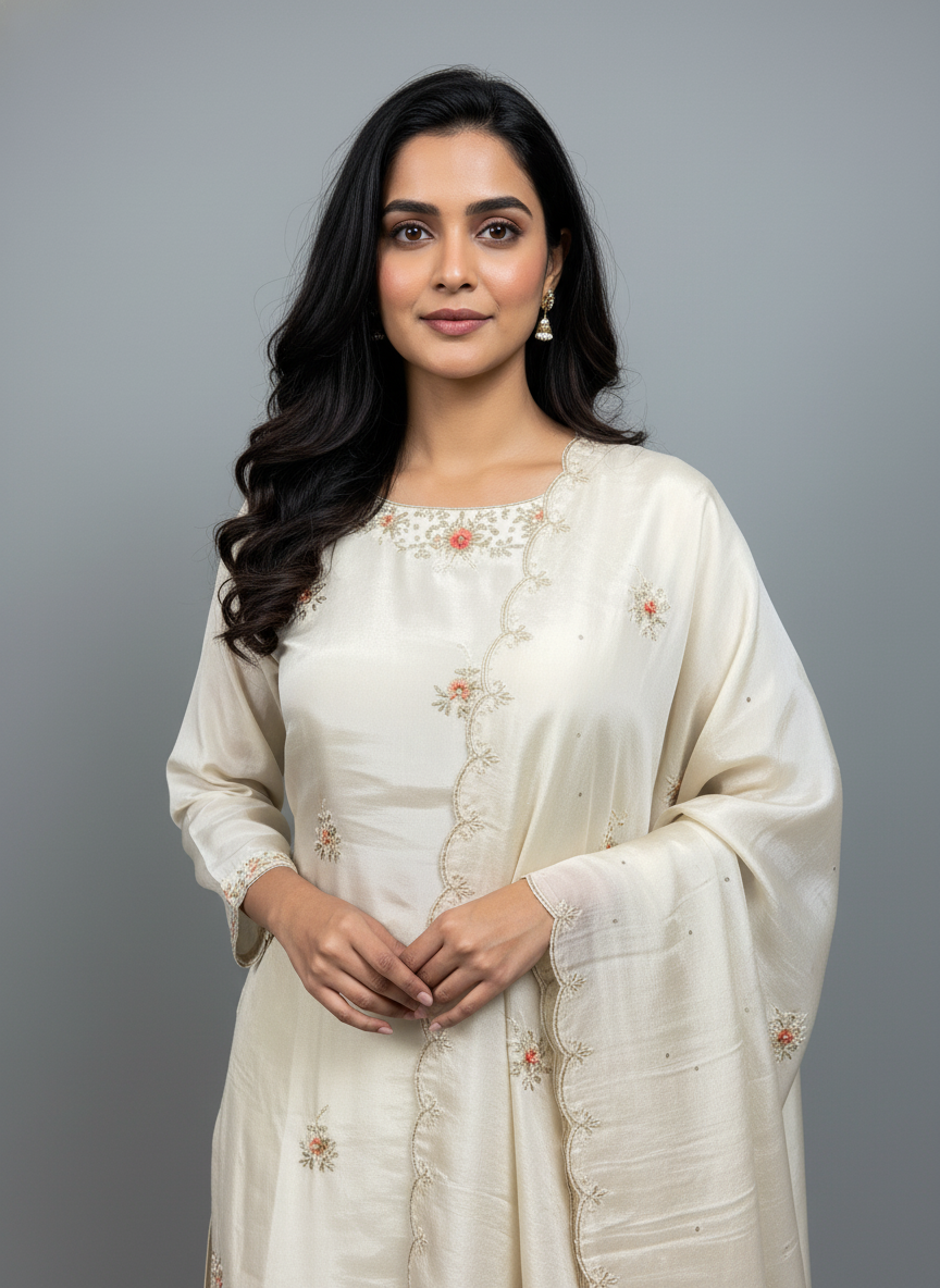 The Sangeet" — Ivory Embroidered Sharara Set