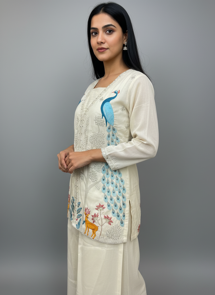 Ivory Silk "Nature’s Whimsy" Fusion Co-ord Set