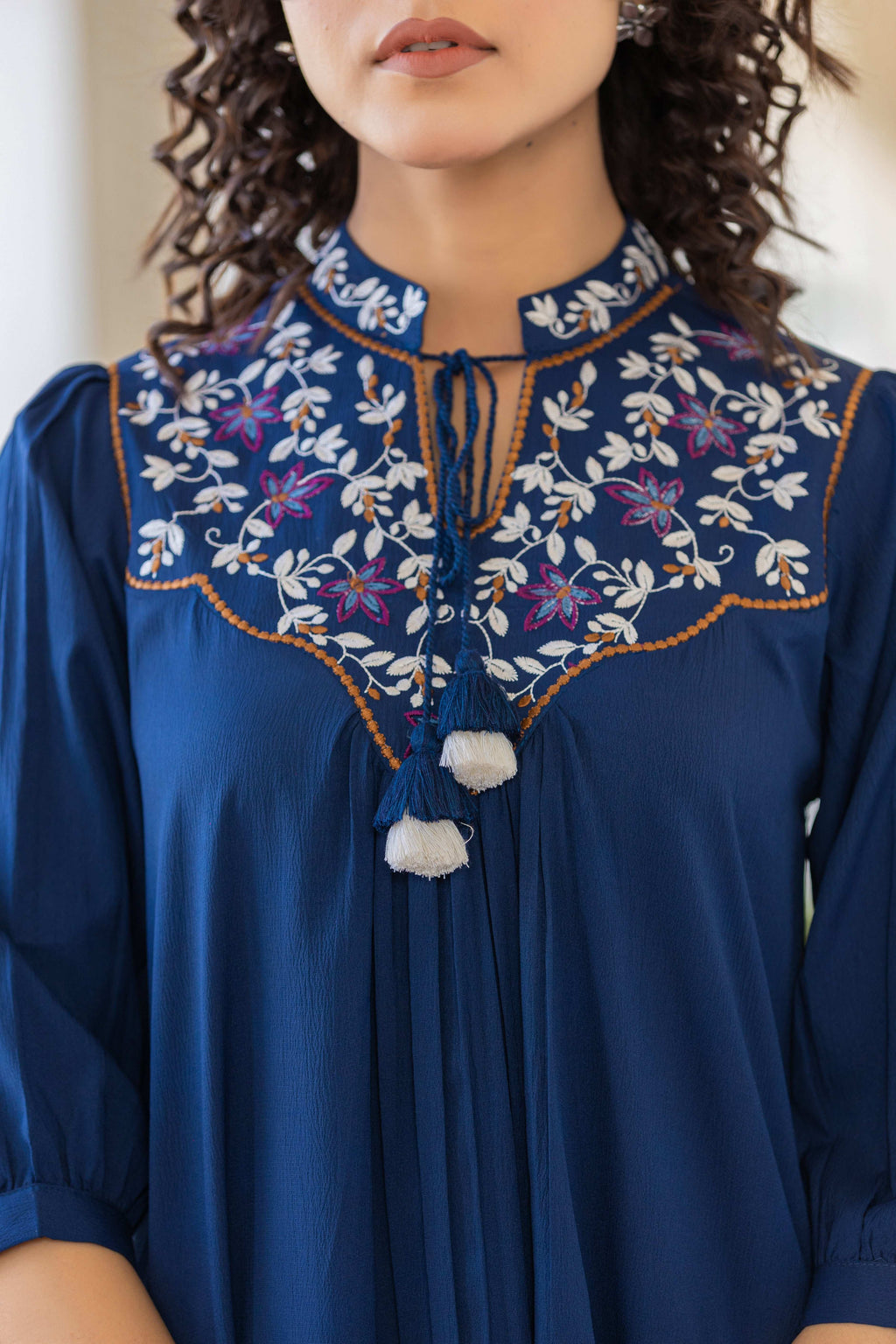 Blue Top With Resham Work