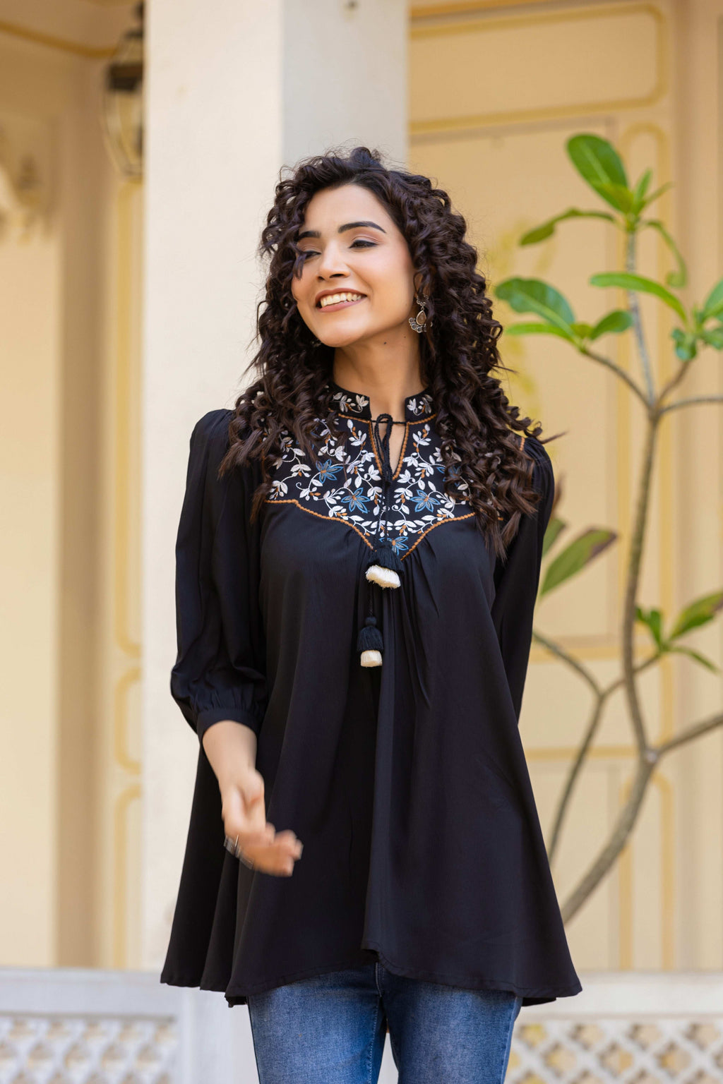 Black Top With Resham Work