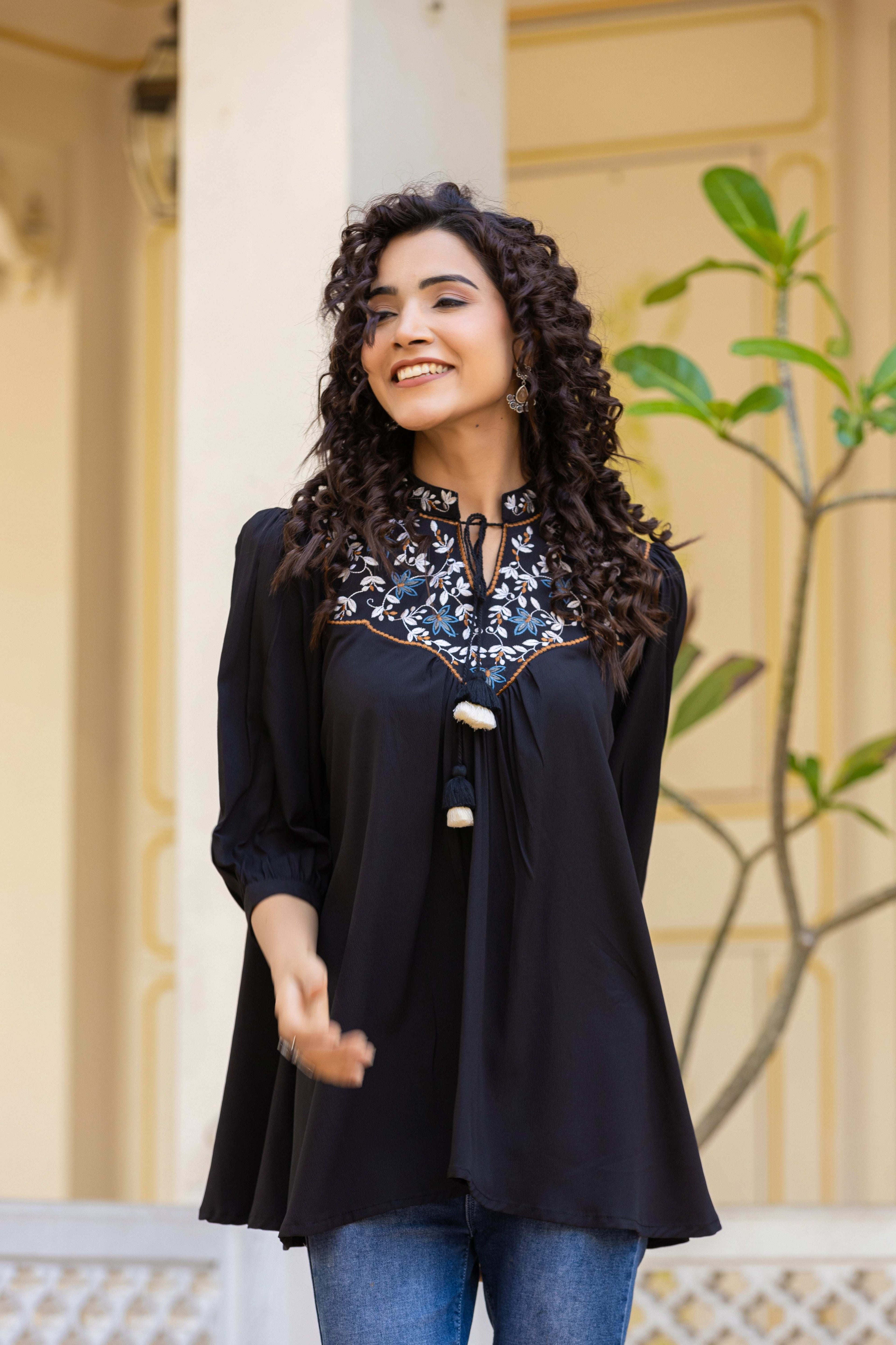 Black Top With Resham Work
