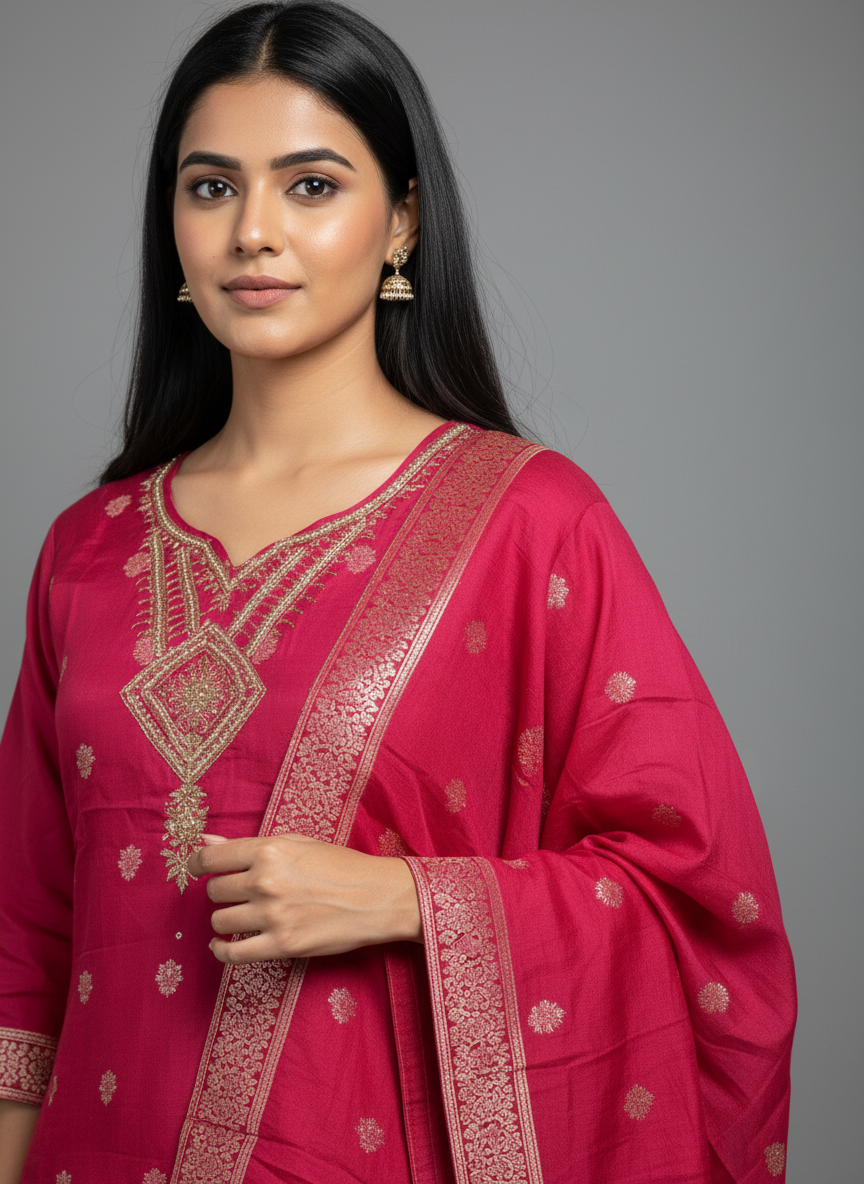 Majestic Rani Silk Banarasi-Style Suit Set