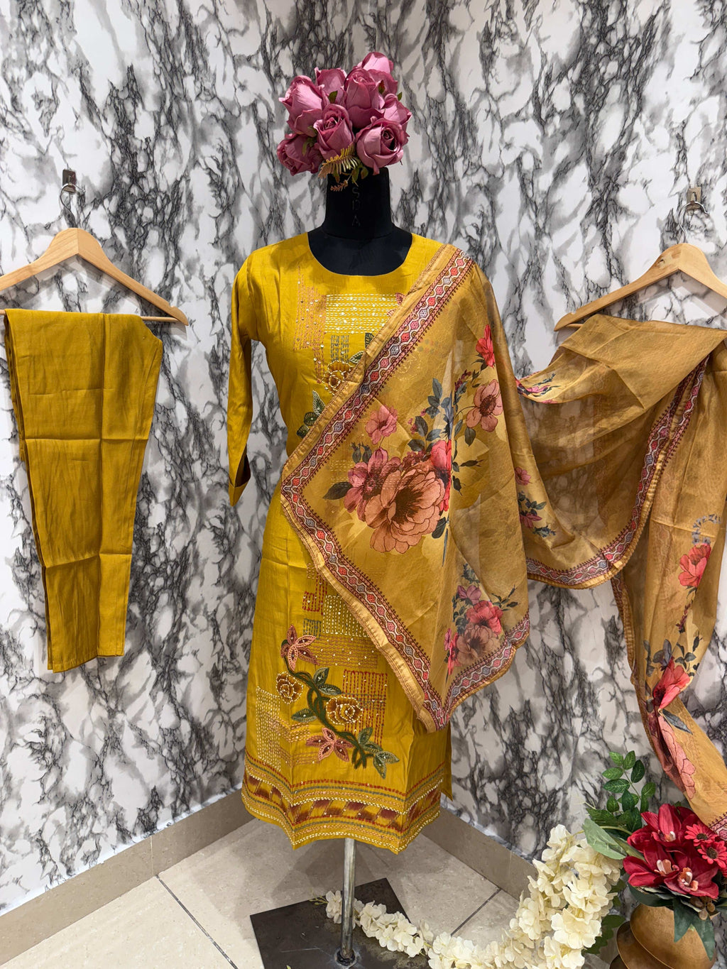 Mustard ThreadWork Suit