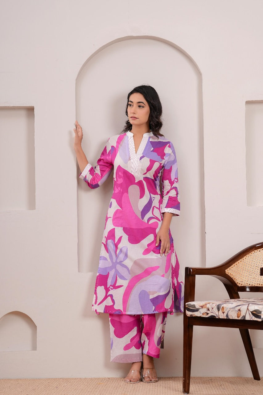 Abstract Printed Kurta Set