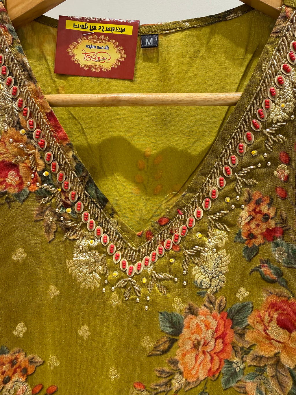 Mehandi Green Floral Silk Kurta Set with Matching Dupatta