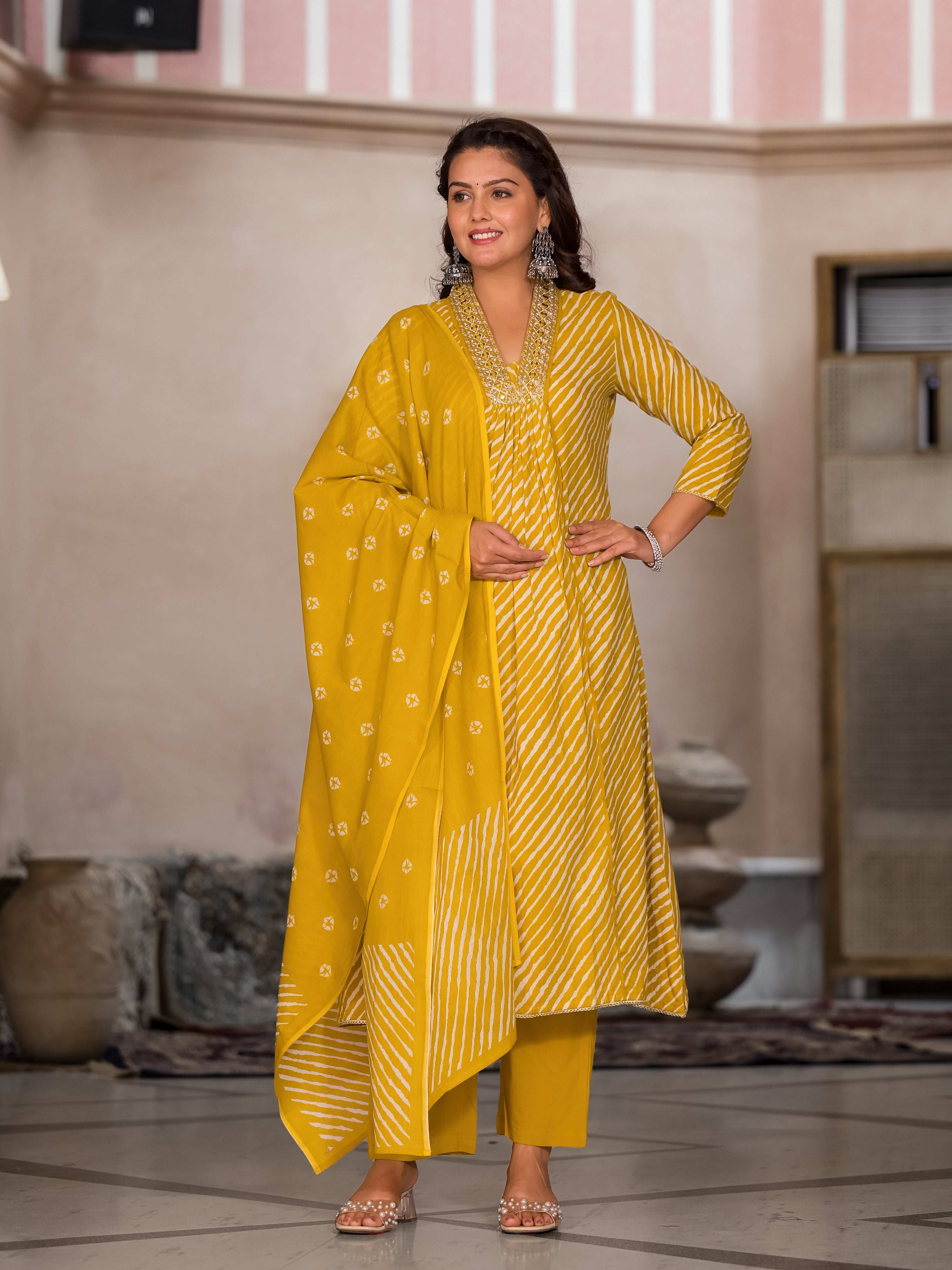 Leheriya Mustard Suit