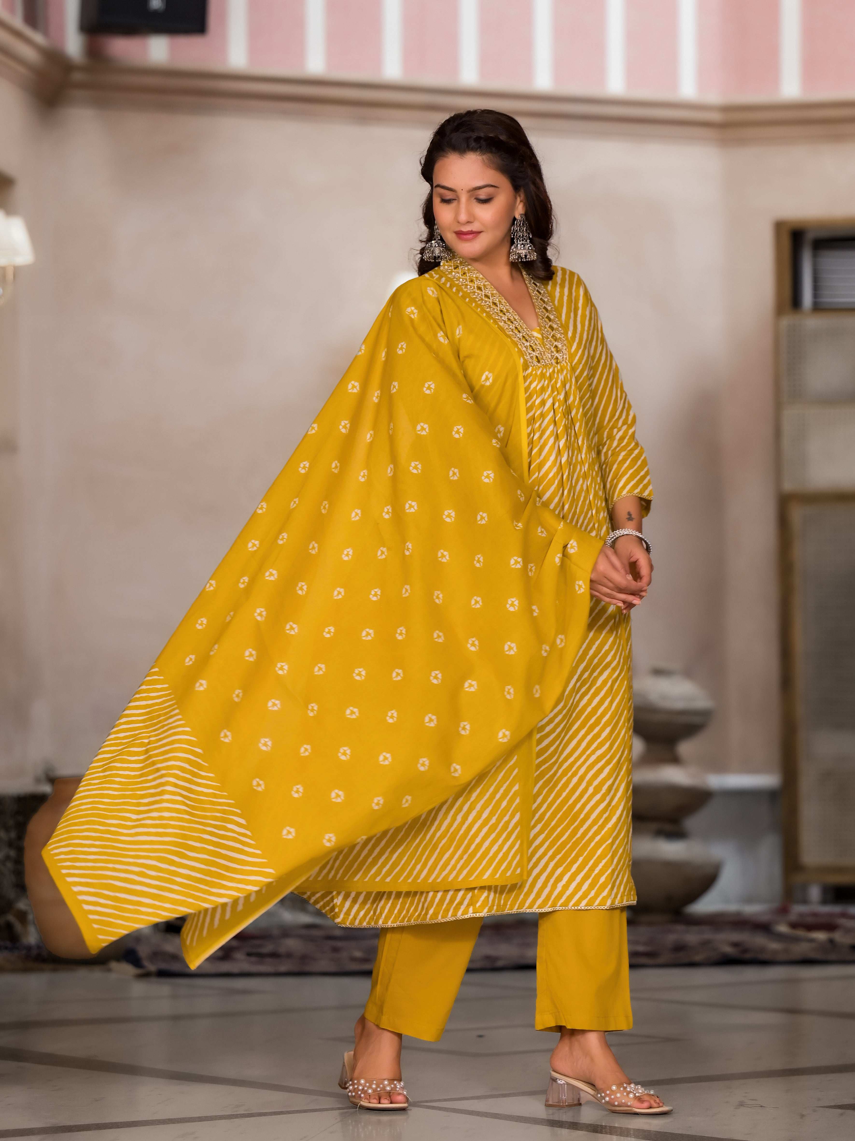 Leheriya Mustard Suit