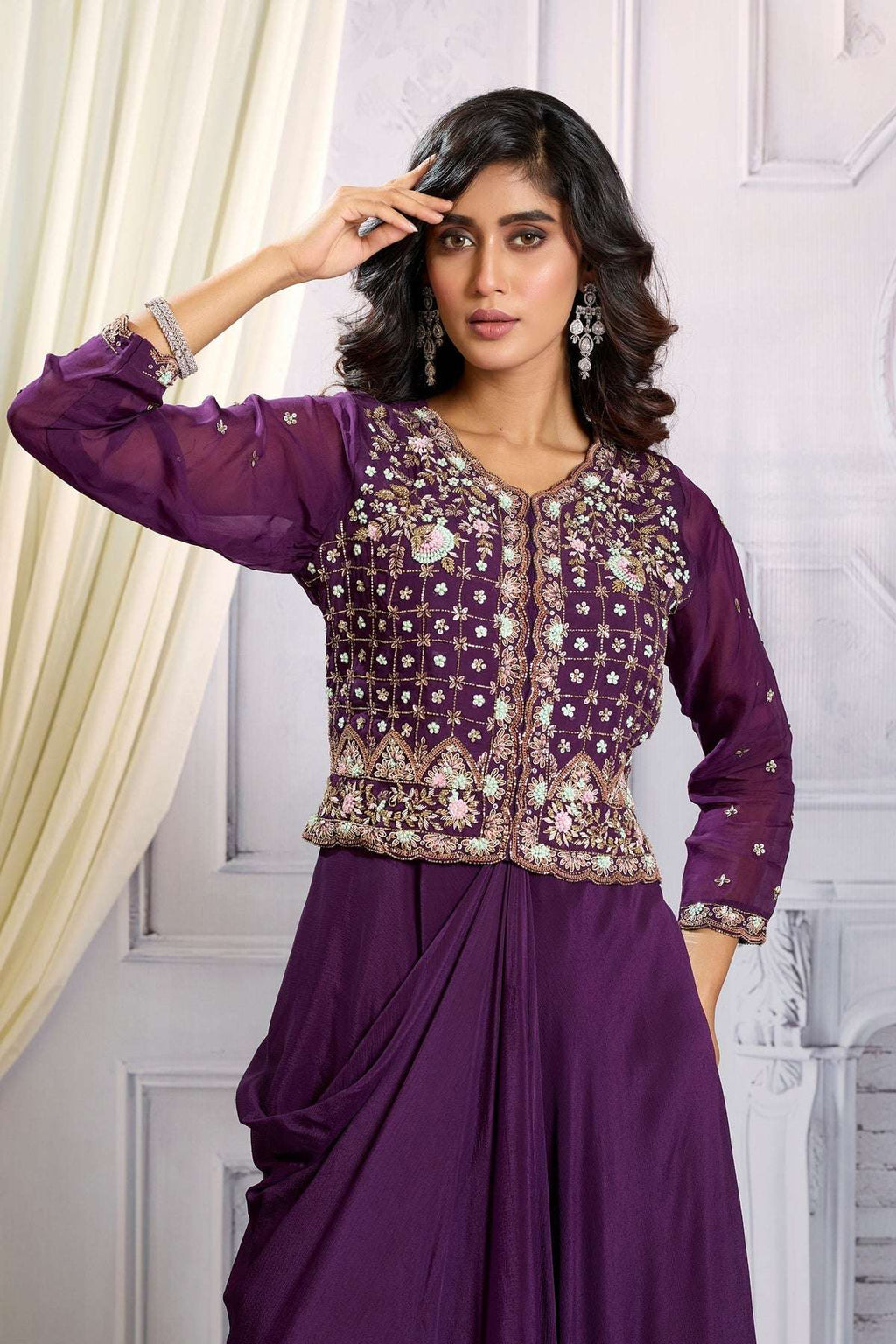 Wine #Indowestern with heavy work