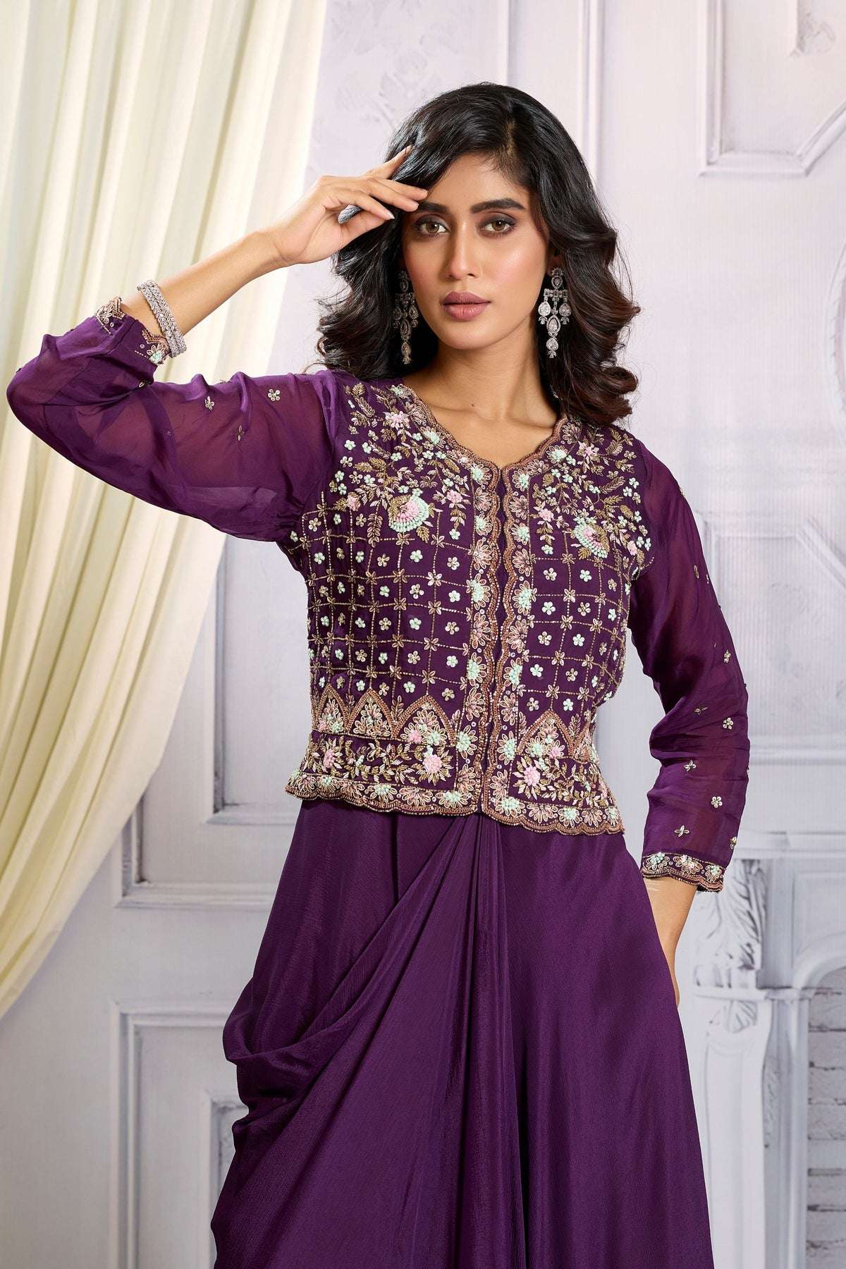 Wine #Indowestern with heavy work