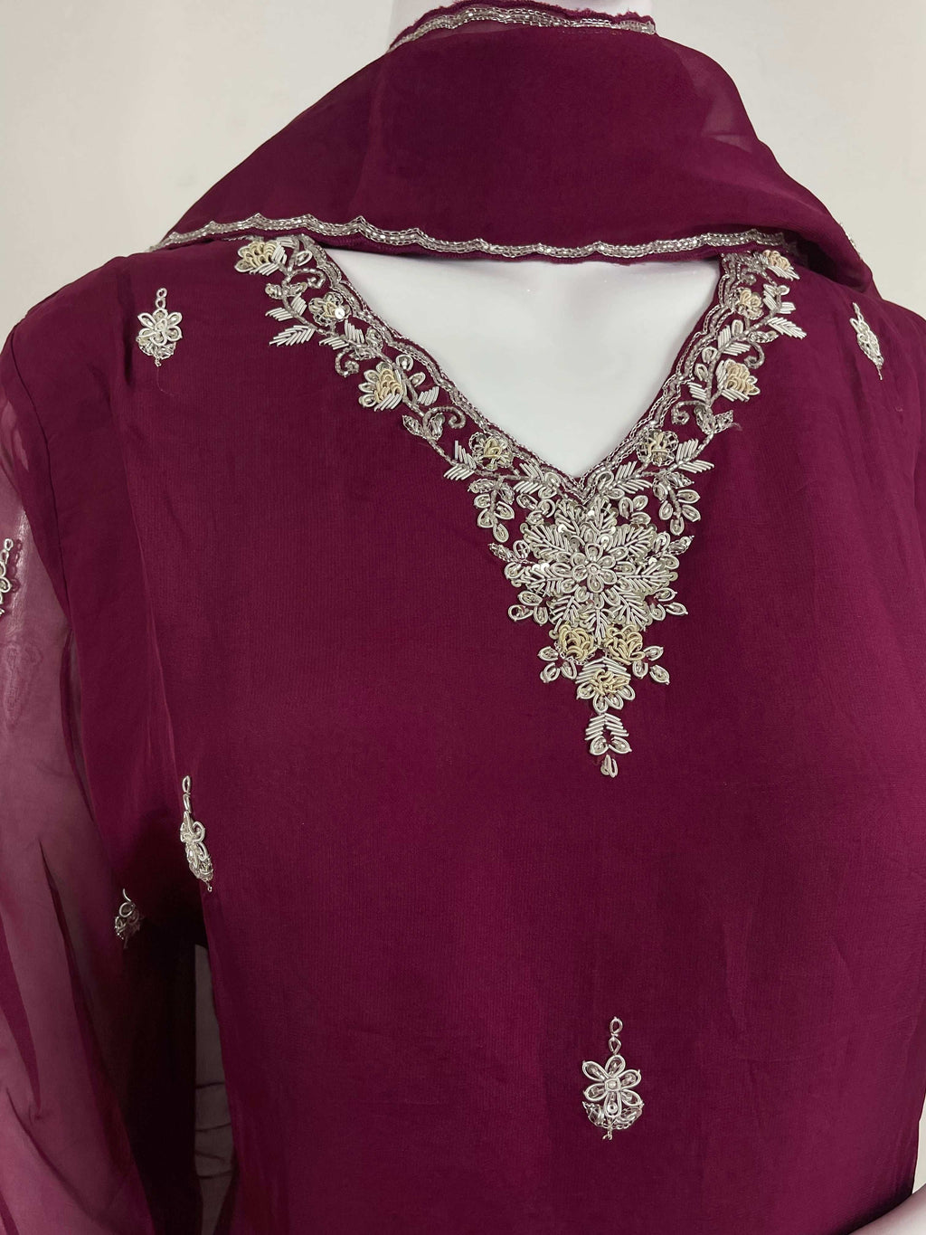 Deep Maroon Suit With zardosi Art Work By SA