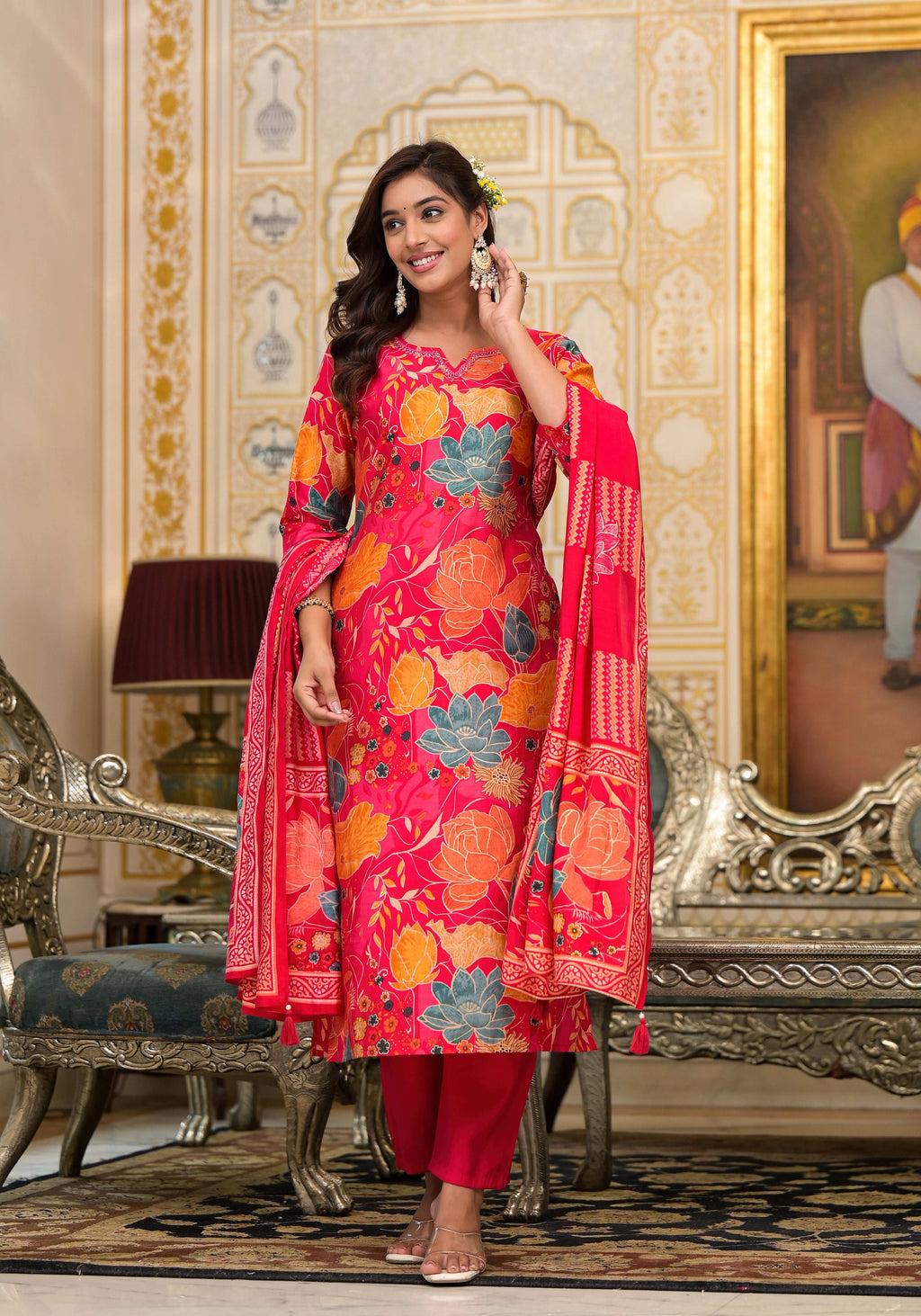 Modal Silk Printed Suit