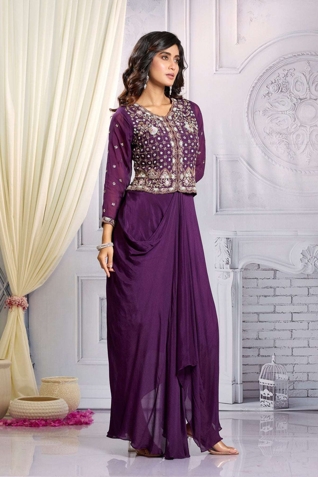 Wine #Indowestern with heavy work